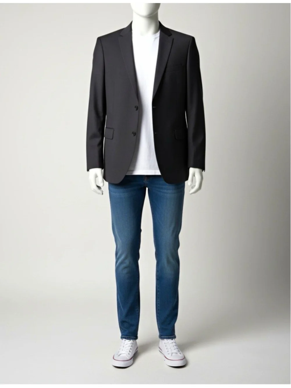 Mantoni Men’s Black Wool Suit Jacket Single-Breasted 2-Button Notch 48R
